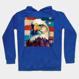 Freedom's Colors: Pop Art Bald Eagle and American Flag Hoodie